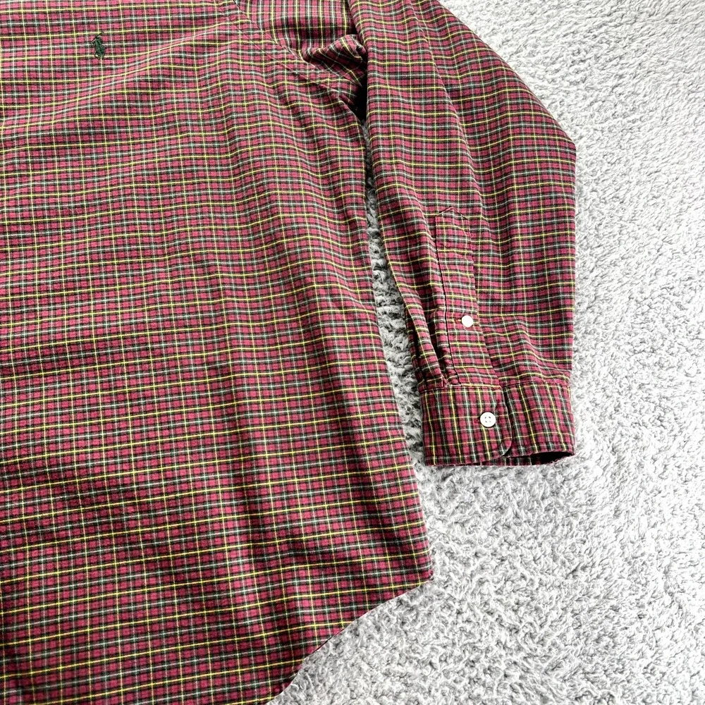 Polo Ralph Lauren‎ Mens Shirt Long Sleeve Button Down Size XXL 2XL Plaid Red